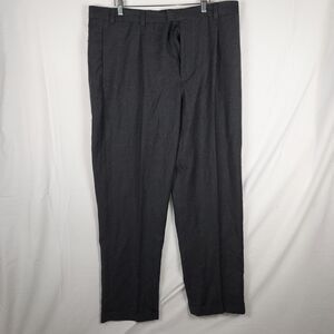 Eddie Bauer Wool Dress Pants Mens 38x32 Gray Formal Trousers Classic Fit